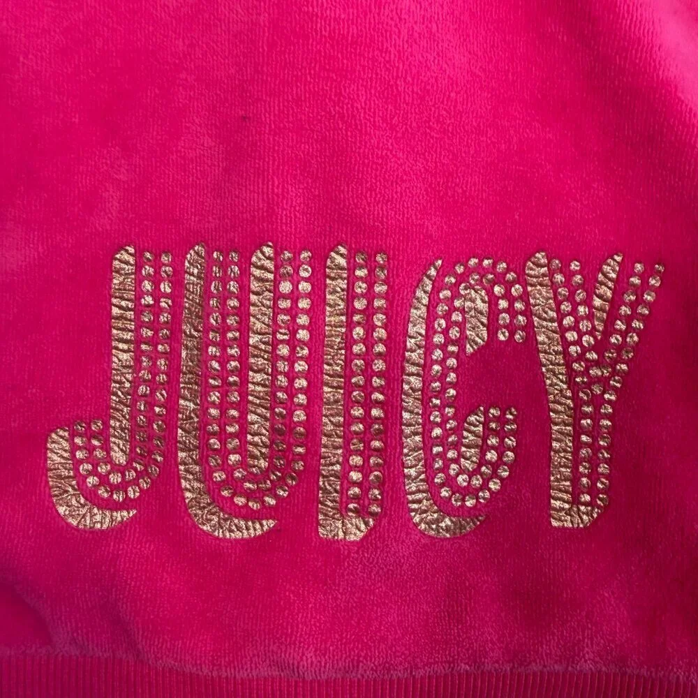 Girls JUICY COUTURE Velour Shocking Pink Full Zip Hoodie Sweatshirt 5T